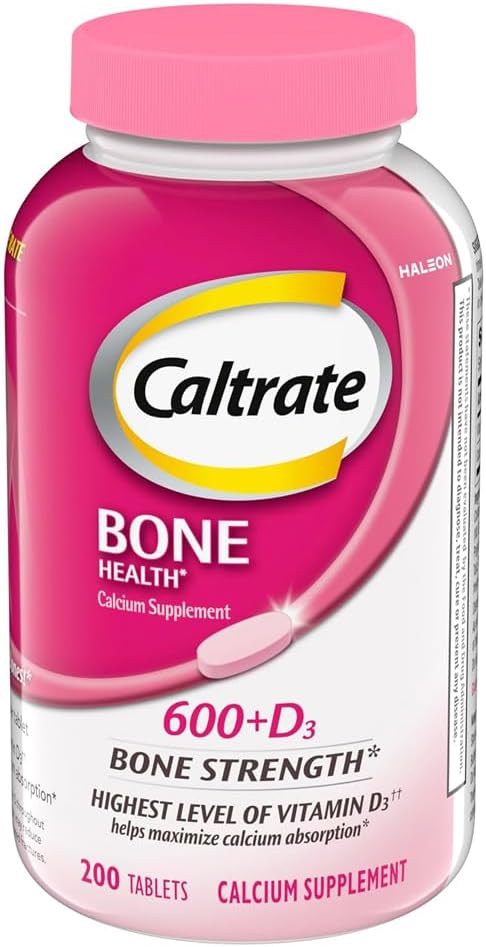 Caltrate 600 Plus D3 Calcium and Vitamin D Supplement Tablets, Bone Health Supplements for Adults - 200 Count