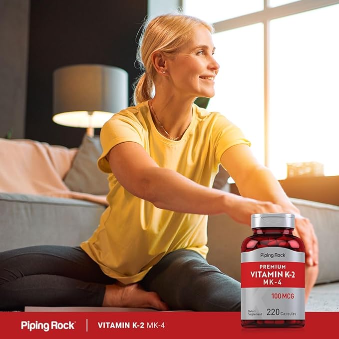 Piping Rock Vitamin K2 MK4 Supplement | 100 mcg | 220 Capsules | Non GMO & Gluten Free