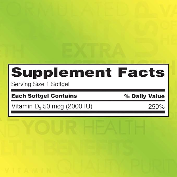 Kirkland Signature Extra Strength D3 50 mcg., 600 Softgels (2 Pack)