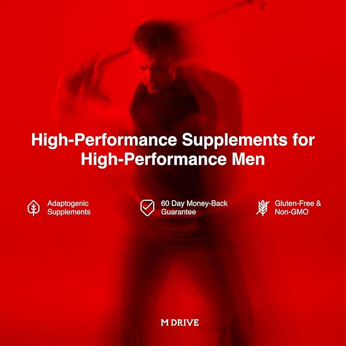 Mdrive Prime - Men's T-Support Supplement, Max Energy, Focus & Lean Muscle, KSM-66 Ashwagandha, S7 Nitric Oxide Booster, Bioperine and DHEA, 60 Servings, 120 Count
