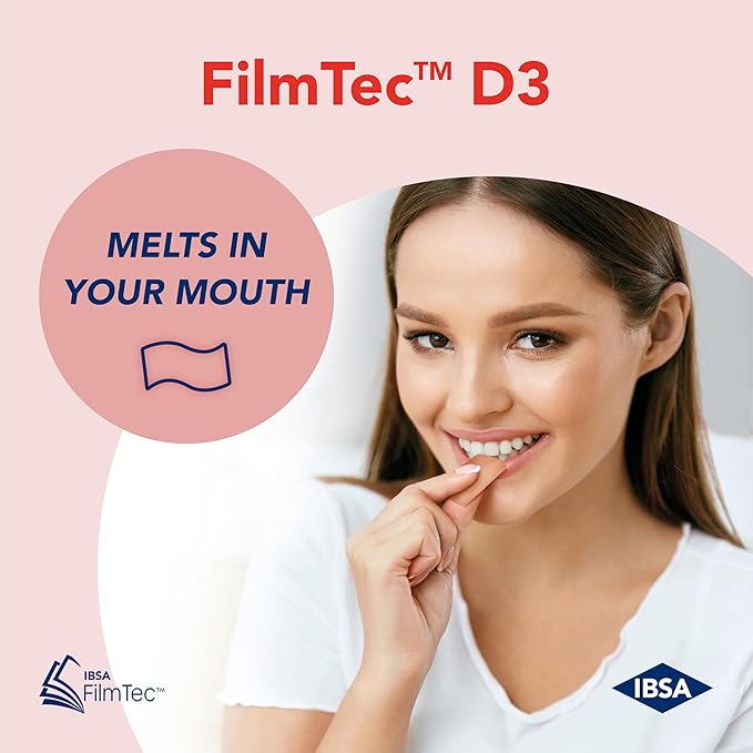 Ibsa FilmTec D3 - Dietary Supplement – 2000 IU Vitamin D3-30 Oral Dissolving Films for Immediate Release and Tolerability - Gluten-Free, Lactose-Free, Sugar-Free, Non-GMO