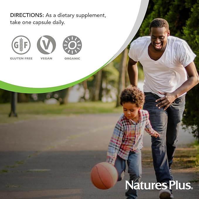 NaturesPlus Source of Life Garden Vitamin D3 & K2 - 60 Capsules - Immune System and Bone Support - USDA Certified Organic, Vegan, Gluten Free - 60 Servings