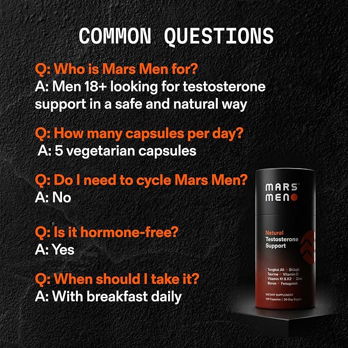 Testosterone Booster for Men - Natural Supplement Premium Tongkat Ali, Fenugreek, Shilajit & Boron - Male Support - Libido, Energy & Muscle Growth Support - 30 Servings