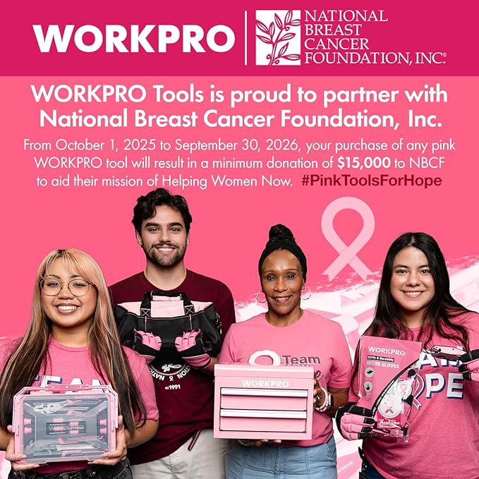 WORKPRO 6-Piece Pink Garden Tool Set, Heavy Duty Gardening Hand Tools with Soft Rubber Handle, Including Trowel, Rakes, 2-in-1 Hoe and Crack Weeder, Ideal Gardening Gifts for Men and Women