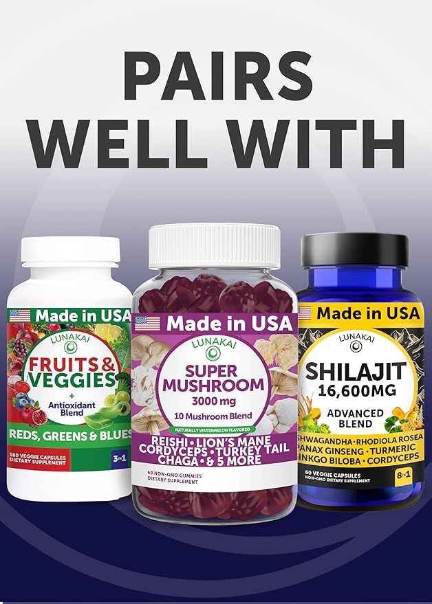 Lunakai USA Made Natural Testosterone Booster for Men with Tongkat Ali, Ashwagandha & Shilajit - Testosterone Supplement for Strength, Energy & Stamina - 3 Pack