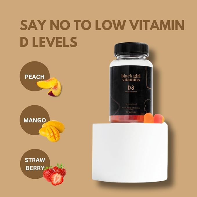 Black Girl Vitamins - ビタミンD3/K2グミ、免疫力、エネルギー、骨のサポートに、2000IU（50mcg）ビタミンD配合、グルテンフリービタミンDグミ