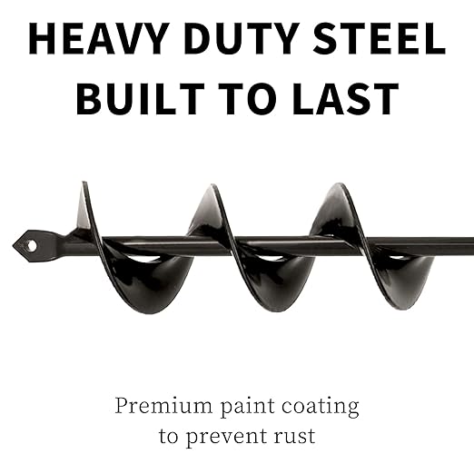 TCBWFY Auger Drill Bit for Planting,1.6"x12"Solid Shaft Garden Auger Drill Bit with Extensive Spirals,Spiral Hole Drill Bit for Planting Bulbs,Flowers,Post Holes,Earth Auger for 3/8"Hex Drive Drill