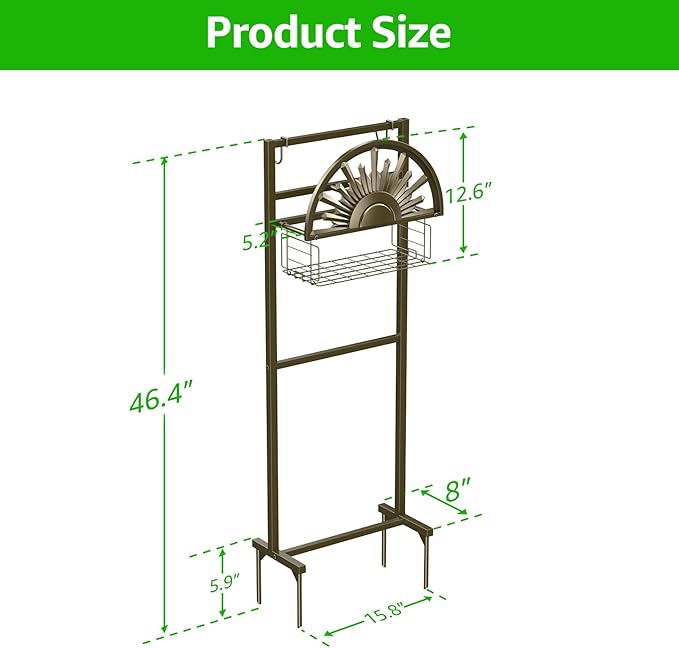GOFORWILD Garden Hose Reel Winding Reel- Freestanding Water Hose Stand with Storage Basket, Holds 150ft of 5/8 Hose for Outside Patio Yard Lawn with 2 Hooks