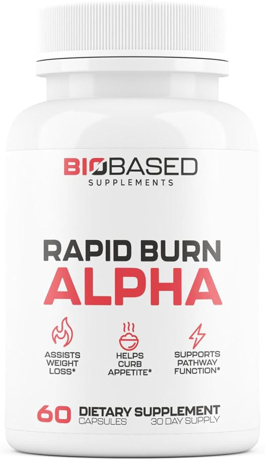 Rapid Burn Alpha - Fat Burner for Men - Supports Healthy Pathways Associated with GLP-1 Activity - Supports Appetite Control, Energy Booster, Helps Increase Metabolism & Fat Loss - 60 Unisex Capsules