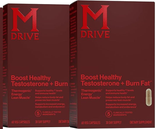 Mdrive Boost and Burn Testosterone Support Supplement with Zinc, KSM-66 Ashwagandha, 120 Capsules
