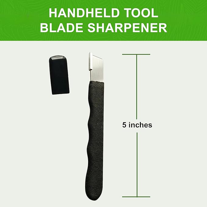 Garden Guru Garden Tool Blade Sharpener - 5" Handheld & Multi-Purpose Solid Carbide Sharpener w Protective Cover, Ergonomic Non-Slip Handle for Pruners Loppers Shears Knives Scissors Axe - 2 Pack