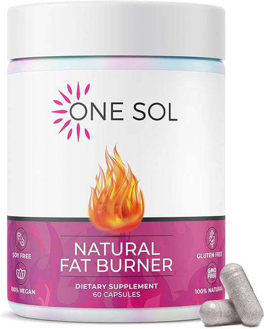 One Sol Fat Burner for Women, Natural Metabolism Booster, Burn More Calories, Boost Energy & Mood, Curb Appetite & Stop Cravings, No Crash or Jitters, All-Natural Ingredients, Gluten & Soy Free