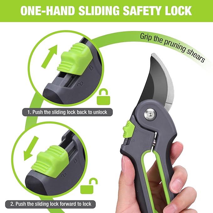 WORKPRO Bypass Pruning Shears for Gardening, 8" Garden Scissors with Dual-Size Opening for Thin & Thick Branches, Garden Clippers with Sharp SK5 Steel Blades for Pruning, Cutting and Fruit Picking