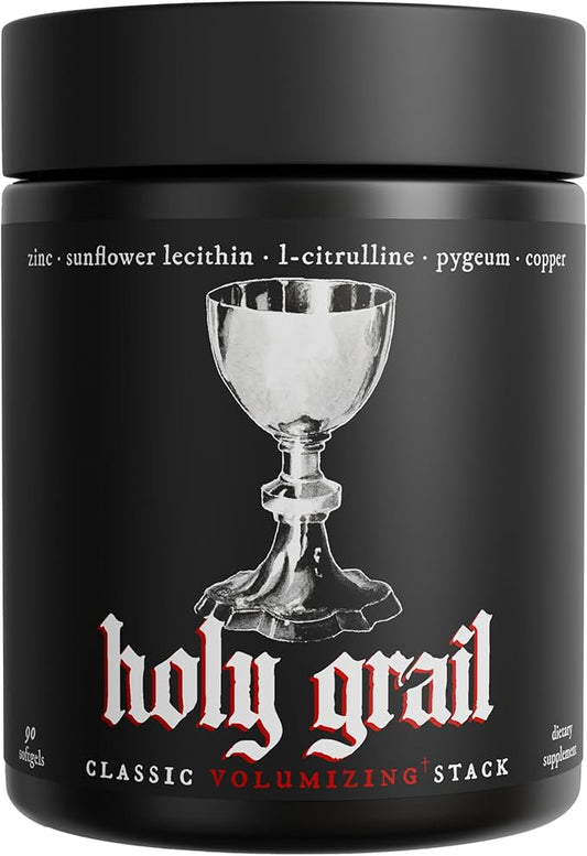 Holy Grail - Semen Volume Booster Stack | Softgel = Higher Bio-Availability | Men's Load & Fertility Enhancer | Sunflower Lecithin, Pygeum, L-Citrulline, Copper, & Zinc for Testosterone | One Month