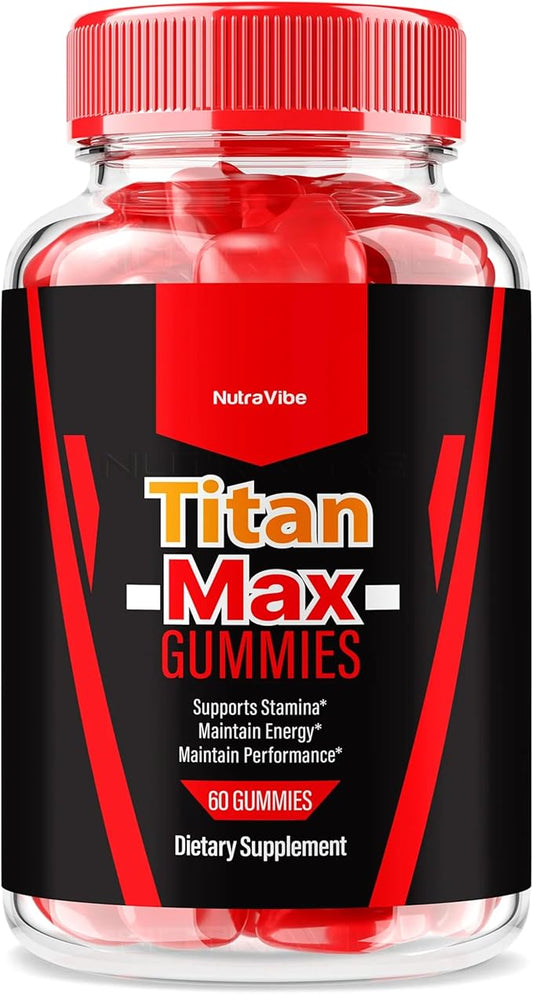 Titan Max– Premium Titan Max Testo Support Formula with Natural Ingredients to Support Energy, Stamina, Drive & Performance | Great-Tasting TitanMax Gummys, 30 Day Supply (60 Gummies)