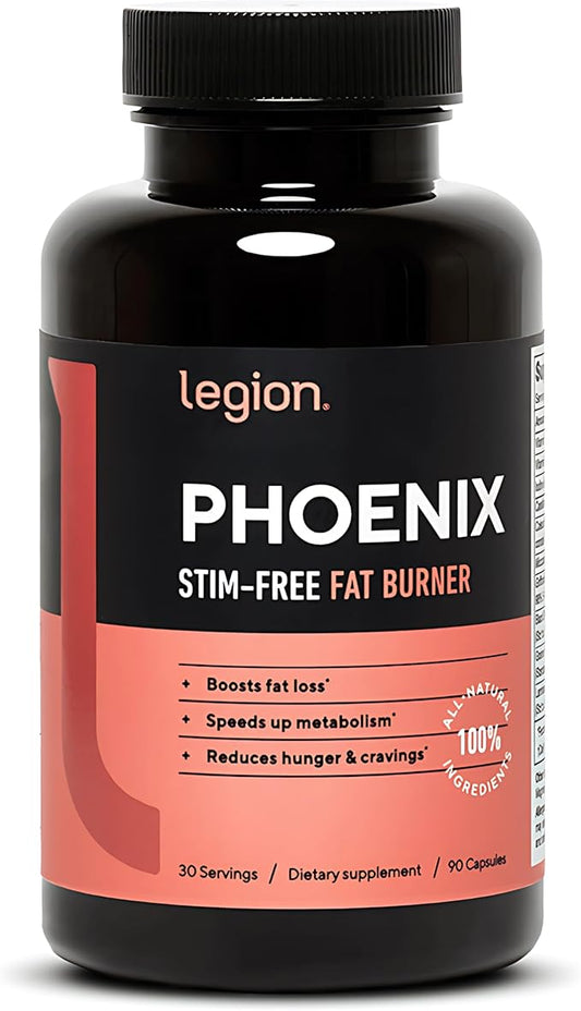 LEGION Phoenix Thermogenic Fat Burners & Weight Loss Pills - 30 Servings, 90 Capsules (Caffeine Free)
