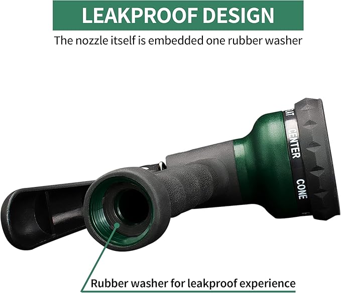 AUTOMAN Garden Hose Nozzle 2PK, ABS Water Spray Nozzle with 7 Adjustable Patterns, Slip Resistant for Watering Plants, Lawn, Garden, Washing Cars, Cleaning, Showering Pets & Outdoor Fun