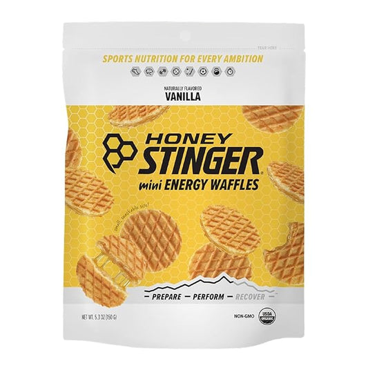 Honey Stinger Organic Mini Vanilla Waffles, Energy Stroopwafel for Exercise, Endurance and Performance, Sports Nutrition for Home & Gym, Pre and Post Workout, 1 Bag, 5.3 Ounces