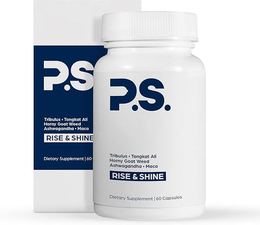PS Natural Testosterone Booster for Men - Premium D3 and Zinc Supplements for Men with Tribulus, Horny Goat Weed, and Tongkat Ali - Test Booster and Energy Supplements (60 Capsules)