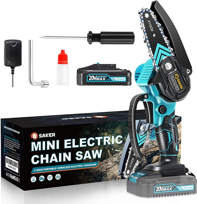 Saker Mini Chainsaw,Portable Electric Chainsaws Cordless,Handheld Chain Saw Pruning Shears Chain Saws for Tree Branches,Courtyard,Household and Garden,Father Day Gift for Men Dad Husband Women