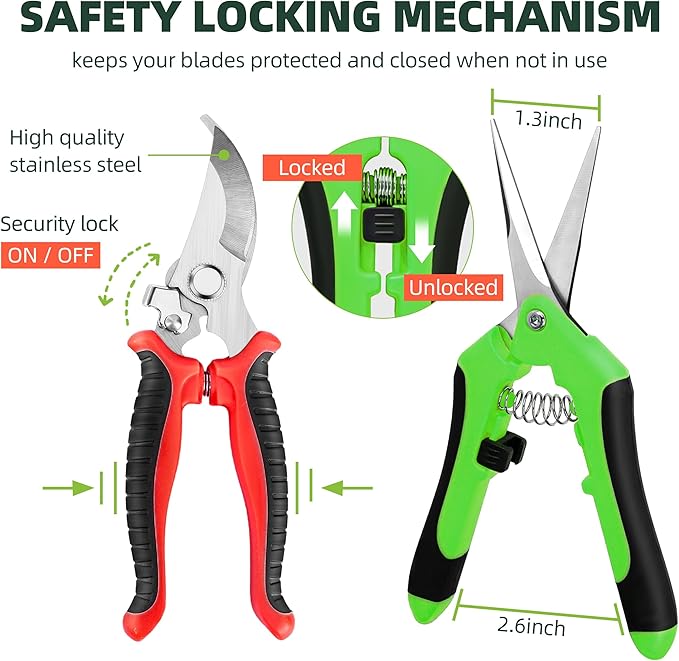 EWPJDK 3 Pack Garden Pruning Shears, Stainless Steel Shears, Gardening Shears, Scissors, Garden Clippers, Pruning Snips, Pruning Shears for Gardening Tools (Multicolor)