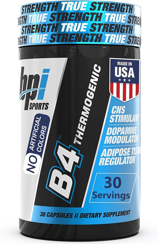 BPI Sports B4 – Extra Strength Natural Fat Burner for Women & Men – Keto-Friendly Fat Burner Capsules, Weight Loss & Appetite Control -Caffeine, Niacin, Quercetin, Yohimbine – 30 Servings – 710mg