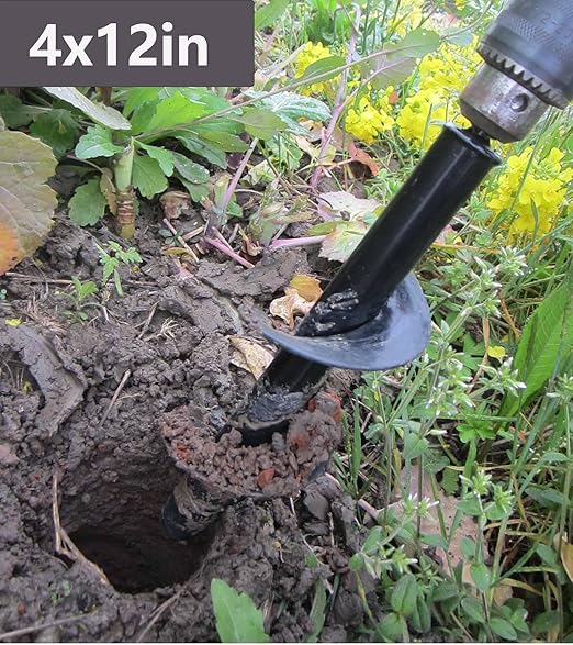 5 Set Auger Drill Bit for Planting,Heavy Duty Garden Auger Spiral Drill Bit Bulb Planter Tool for Planting Bedding Plants,Universal for Cordless Drill(1.6"x9",1.6"x16.5",3.5"x16",4"x12",2"x32")