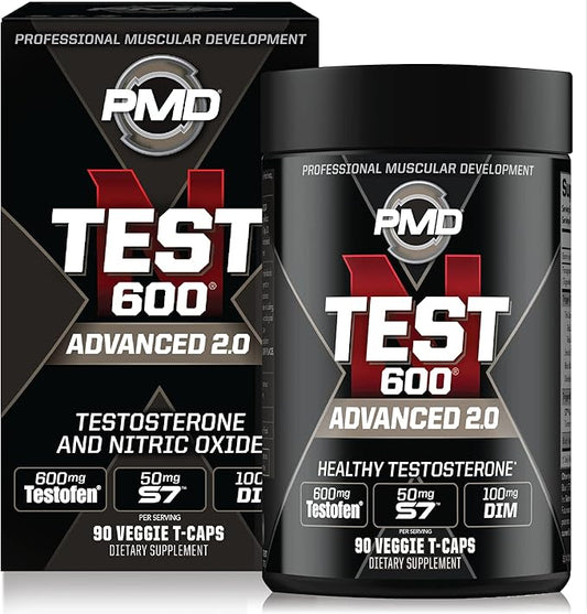 PMD Sports N-Test 600 Advanced Nitric Oxide Booster for Men - with Clinically Studied Testofen - Lean Muscle and Strength Gains with Estrogen Suppression (90 Veggie -Caps)