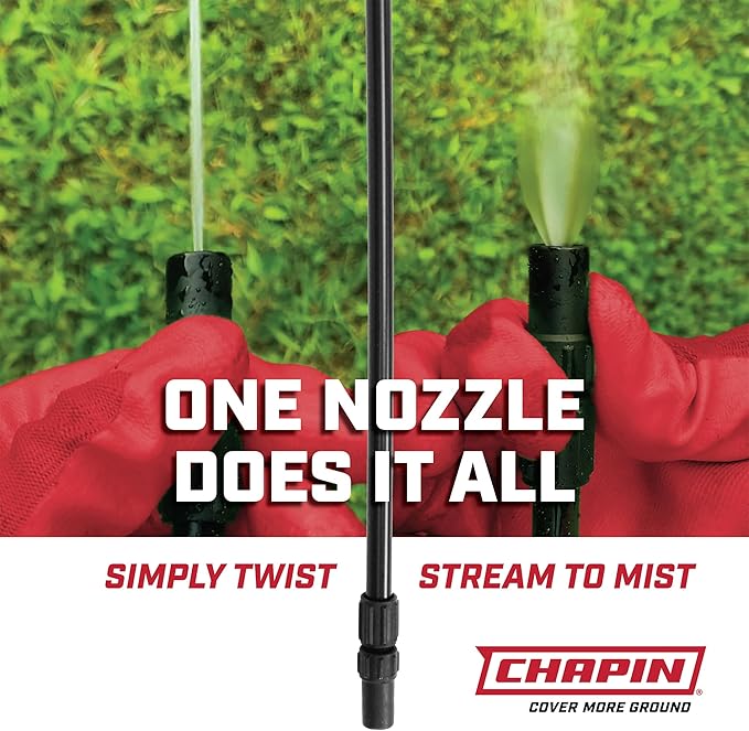 Chapin 20024 Pump Sprayer, 2‑Gallon, Lawn & Garden, Translucent Poly Tank, Funnel‑Top, SureSpray, Adjustable Cone Nozzle & 34" Hose for Fertilizer, Weed & Pest Application, Pack of 2