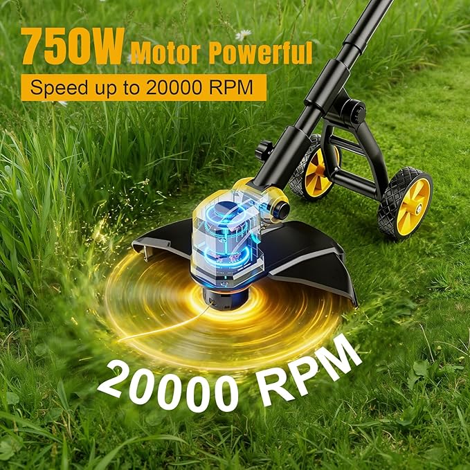 Cordless String Trimmer & Lawn Edger for Dewalt 20V Battery (NO Battery), 14" Electric Weed Eater and Edger Battery Powered, 3 in 1 Lawn Tool Wheeled with 8 Pcs Grass Cutter Spool Line for Yard Garden