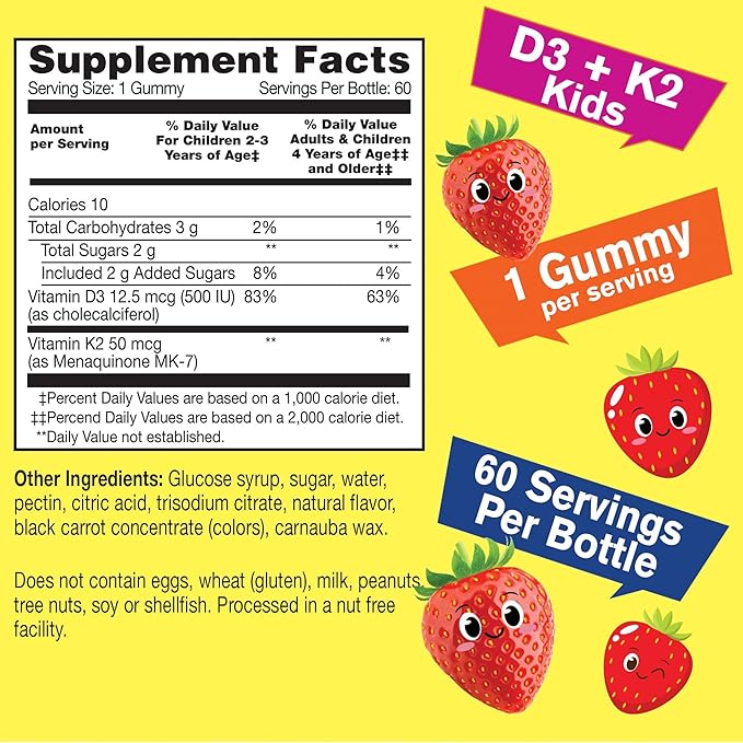 WellYeah Vitamin D3+K2 Kids + Iron + Vitamin C Kids, Gummies Bundle - Great Tasting, Vitamin Supplement, Gluten Free, GMO Free, Chewable Gummy