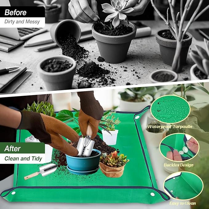 Gardening Tools 9-Piece Heavy-Duty Garden Tools Set, Stainless Steel Garden Hand Tools with Purple Floral Tote Bag and Repotting Mat Garden Supplies Kit Gifts for Women