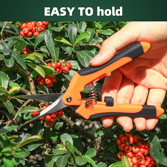 EWPJDK 3 Pack Garden Pruning Shears, Stainless Steel Shears, Gardening Shears, Scissors, Garden Clippers, Pruning Snips, Pruning Shears for Gardening Tools(Orange)